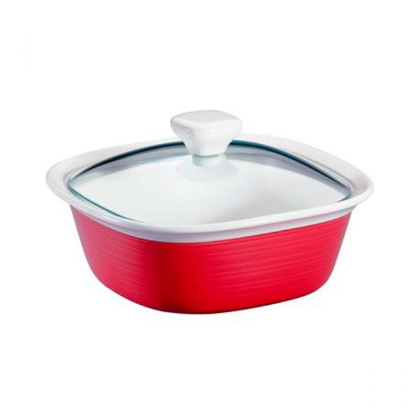 Форма для запекания квадратная 1,4л с крышкой красная Etch CORNINGWARE