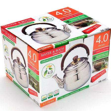 Чайник из металла свистком 4 л Mayer&Boch 