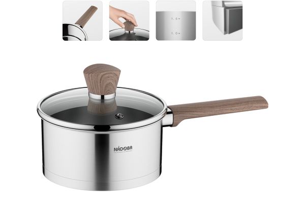 Ковш NADOBA LUDVA 1,5 л 16 см со стеклянной крышкой 