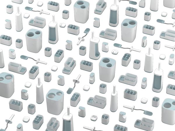 Контейнер мусорный Split™ для ванной комнаты бело-голубой