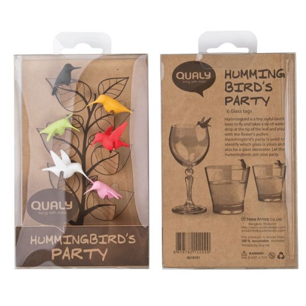 Маркеры для бокалов Humming bird 6 шт материал пластик