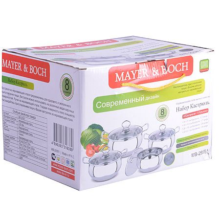 Набор посуды Mayer&Boch 8 предметов 1,3 л 1,7 л 2,4 л 3,4 л 