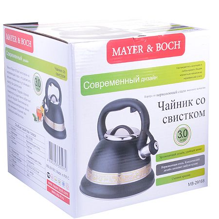 Чайник Mayer&Boch 3 л со свистком из нержавеющей стали цвет чёрный 