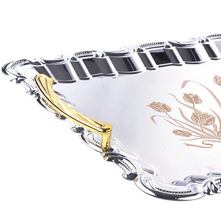 Набор подносов Mayer&Boch 3 предмета из металла с резной ручкой 