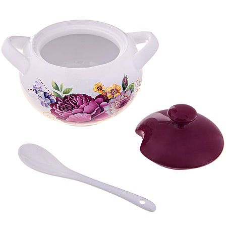 Сахарница Loraine «Букет» 420 мл с крышкой и ложкой