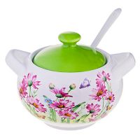 Сахарница Loraine «Цветы» 420 мл с крышкой и ложкой