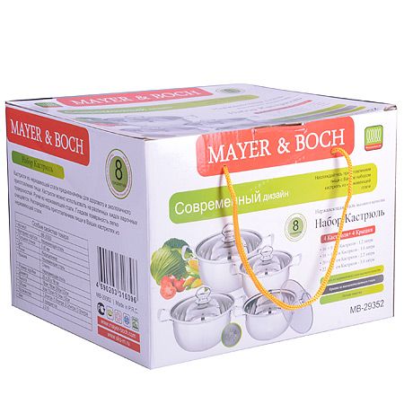 Набор посуды Mayer&Boch 8 предметов 1,2 л 1,6 л 2,2 л 3 л 