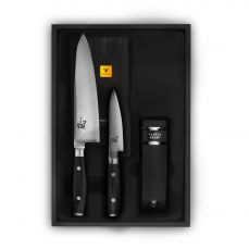 Набор из 2-х кухонных ножей из дамасской стали с точилкой Ran YAXELL