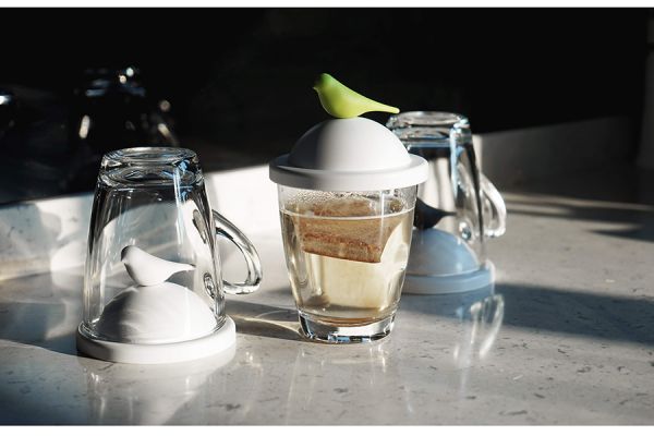 Чашка с крышкой Sparrow белая с черным