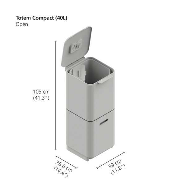 Контейнер для мусора с двумя баками Totem Compact 40 л графит