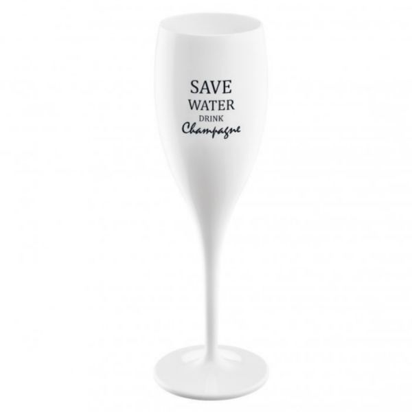 Бокал для шампанского с надписью SAVE WATER DRINK CHAMPAGNE белый