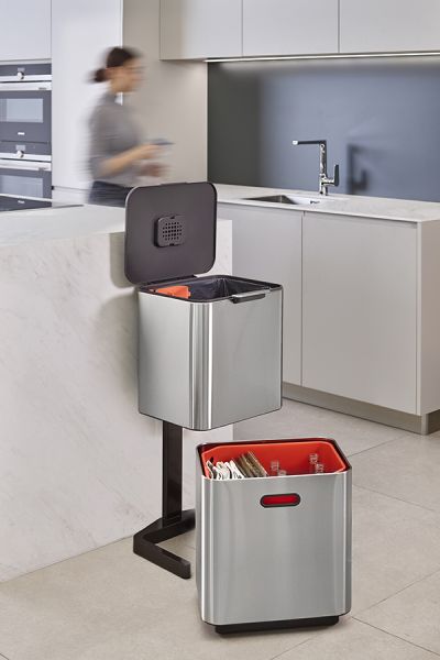 Контейнер для мусора с двумя баками Totem Max 60 л нержавеющая сталь