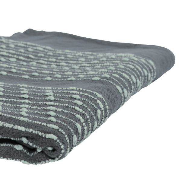 Покрывало из хлопка серого цвета с декоративной строчкой из коллекции Ethnic 180х250 см