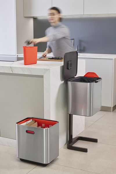 Контейнер для мусора с двумя баками Totem Max 60 л нержавеющая сталь