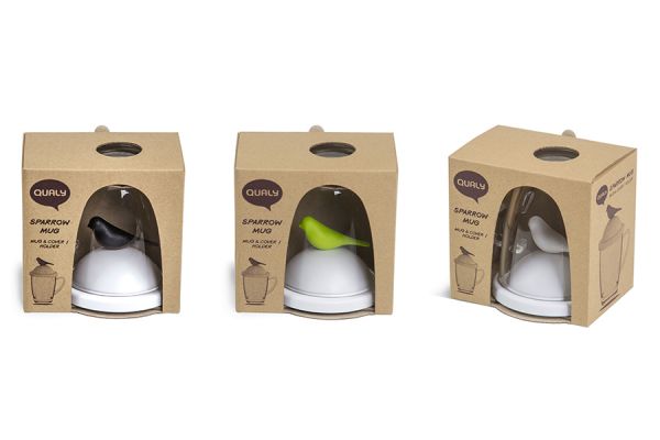 Чашка с крышкой Sparrow белая с черным