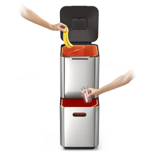 Контейнер для мусора с двумя баками Totem Compact 40 л нержавеющая сталь