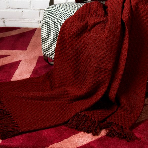 Покрывало вафельное бордового цвета из коллекции Essential 230х250 см
