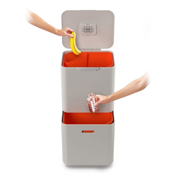 Контейнер для мусора с двумя баками Totem Max 60 л белый