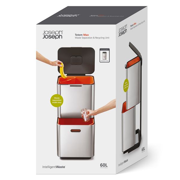 Контейнер для мусора с двумя баками Totem Max 60 л нержавеющая сталь