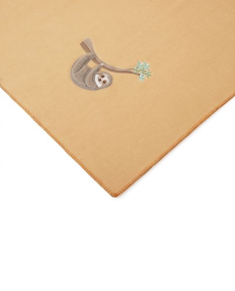 Плед Frati THE SLOTH CREMA, кремовый, аппликация ленивец, 130x160, вискоза 30% полиэстер 70%, 600г