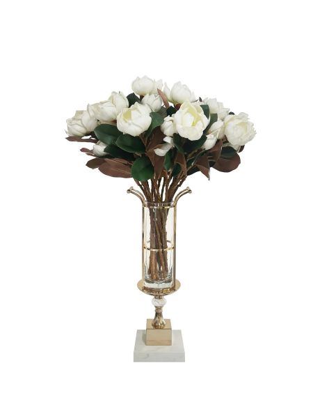Ваза Cote Noire Gold Urn, стекло, белый мрамор, золотой декор, 77х31х26
