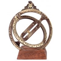 Солнечные часы универсальные Hemisferium Astronomical Ring Dial 10х0.4 см, высота с базой 12 см, брон
