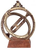 Солнечные часы универсальные Hemisferium Astronomical Ring Dial 10х0.4 см, высота с базой 12 см, брон
