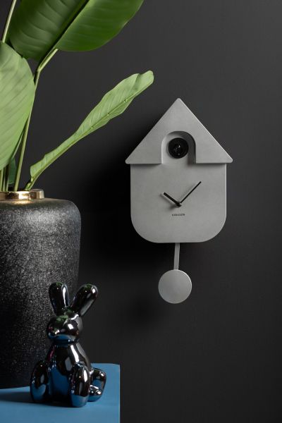 Часы настенные с кукушкой Karlsson CUCKOO, серебристый, пластик, 21.5х8.5 см, батарейки 3x AA (не входит в комплект) Present Time
