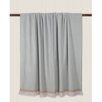 Плед Frati SOFT BAMBOO GRIGIO PERLA с тесьмой Matisse, серый с оранжевым, 160х200, бамбук 40% полиэ