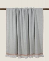 Плед Frati SOFT BAMBOO GRIGIO PERLA с тесьмой Matisse, серый с оранжевым, 160х200, бамбук 40% полиэ