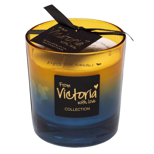 Свеча ароматическая Victoria with Love Fade blue 400гр, выдувное стекло