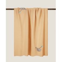 Плед Frati THE SLOTH CREMA, кремовый, аппликация ленивец, 130x160, вискоза 30% полиэстер 70%, 600г
