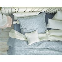 Подушка AQUARELL LEITNER LEINENна пуговицах 40/40, серо-голубой 50% лен + 50% хлопок, жаккард