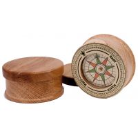 Морской компас Hemisferium Wooden Nautical Compass диам 6,3 Н 3,4 см, бронза