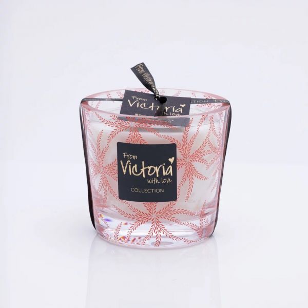 Свеча ароматическая Victoria with Love Ferns red 400гр, выдувное стекло