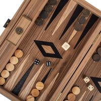 BACKGAMMONНарды с боковыми стойками, 30x20 см, американский орех, рисунок черный+дуб, ручная работа