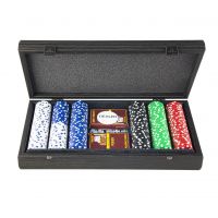 POKER SETНабор для покера (карты 300 шт ) черный, корпус дерево 39х22 см