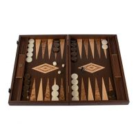 BACKGAMMONНарды с боковыми стойками, отделка орех + дуб, ручная работа, 30x20 см