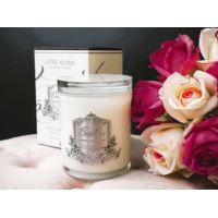 Свеча PROSECCO 450 гр , белый стаканчик, серебряный декор, время горения 100