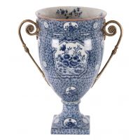 Ваза, бело-синий цвет H: 34 cm W: 30 cm D: 20 cm, фарфор, бронза