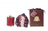 HERRINGBONE RED Свеча большая, платок, 600 гр, соевый воск, время горения 100 ч ВхШхД 21х17х17 см