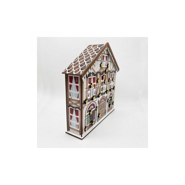 Advent calendar Christmas house Музыкальная шкатулка Рождественский дом , дерево, 24 ящика для мале