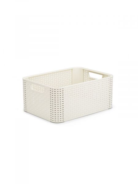 Корзина RATTAN STYLE BOX M + крышка кремовая CURVER