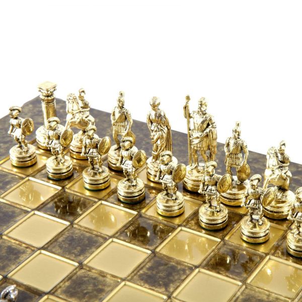 Greek Roman Metal Chess Шахматы, фигуры греко-римский период, золото с серебром, коричневый, 28х28