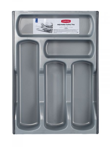 Лоток для приборов AKCESORIA KUCHENNE BASIC серебристый/графитовый раздвижной CURVER