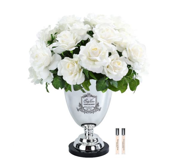 Букет роз Signature Rose Bouquet Magenta, ваза металл, основание мрамор, 2 спрея по 10 мл