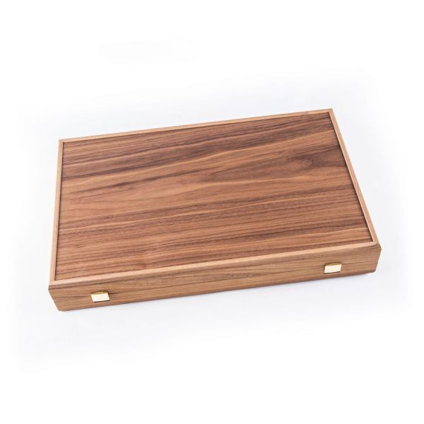 BACKGAMMON Нарды с боковыми стойками, 48х30см, американский орех, фон черный, рисунок орех+серый