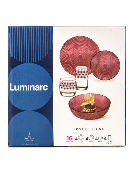 Набор столовый ИДИЛЛИЯ ЛИЛАК 16пр со стаканами ЛИНИИ ЛИЛАК 310мл LUMINARC