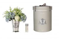 Диффузор Cote Noire Grand Summer Posy Blueбукет розы с гортензиями, ,бело-голубой, серебряная ваза, металл, спрей 15 мл*2шт