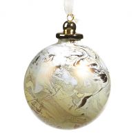 GLSS PORC.MARBLE BALL WH/GLD Стеклянный мраморный шарик, белый с золотом 10 см